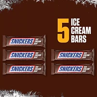 Snickers Ice Cream, Chocolatey Caramel Peanut Butter Ice Cream Bars Individually Wrapped Dessert, 5 Pack, 2 Oz Bars