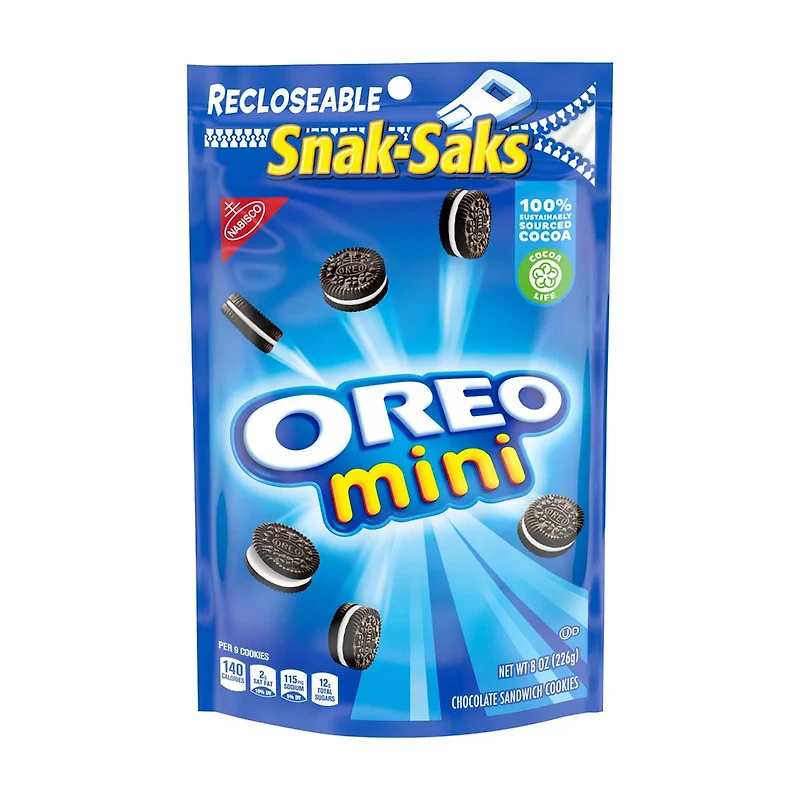OREO Mini Chocolate Sandwich Cookies, Snak-Saks, 8 oz