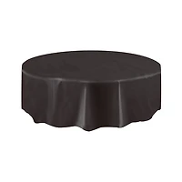Round Plastic Tablecloth, 84", Black