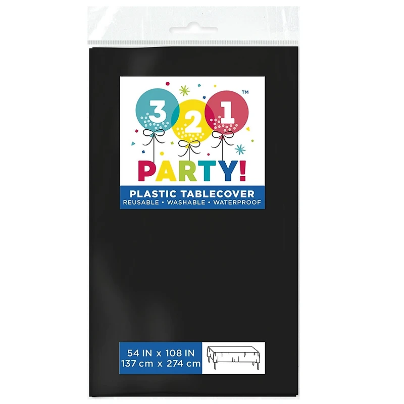 Plastic Tablecloth, 54" x 108" , Black