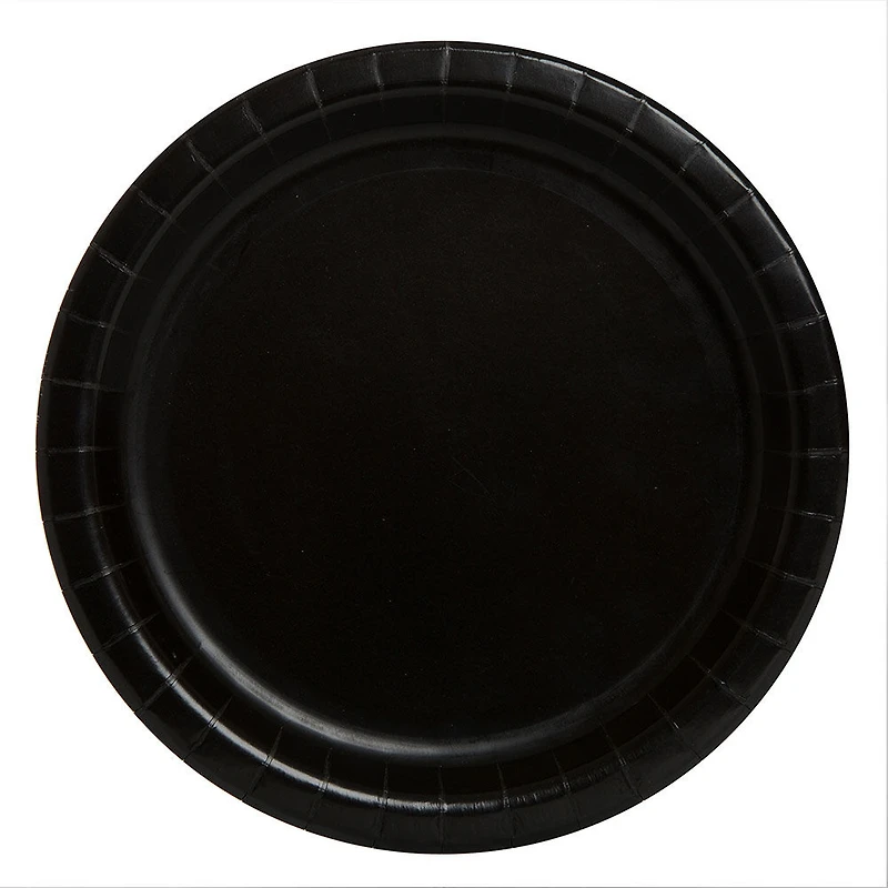 7" Paper Plates, 16 Count, Black