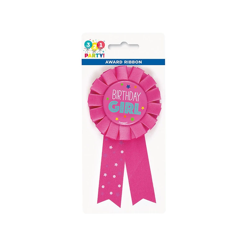 Birthday Girl Pink Ribbon Badge