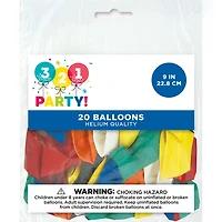 9" Latex Balloons, 20 Count, Assorted
