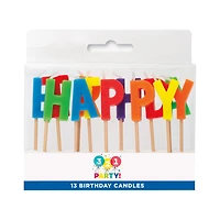 Rainbow "Happy Birthday" Letter Birthday Candles, 13 Pieces