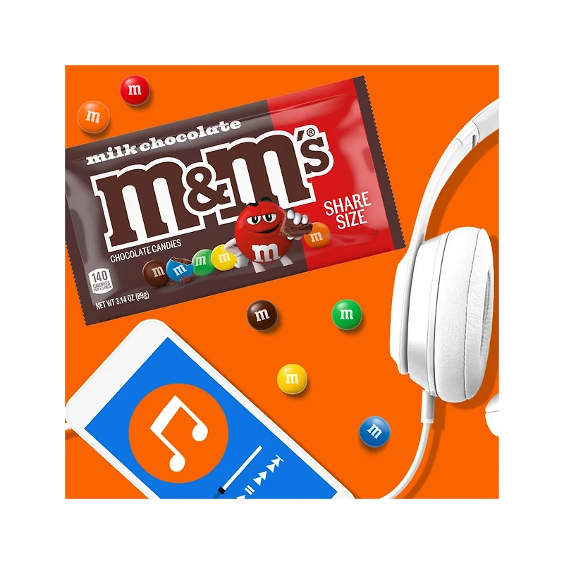 M&M'S Milk Chocolate Candy, Share Size, 3.14 oz Bag