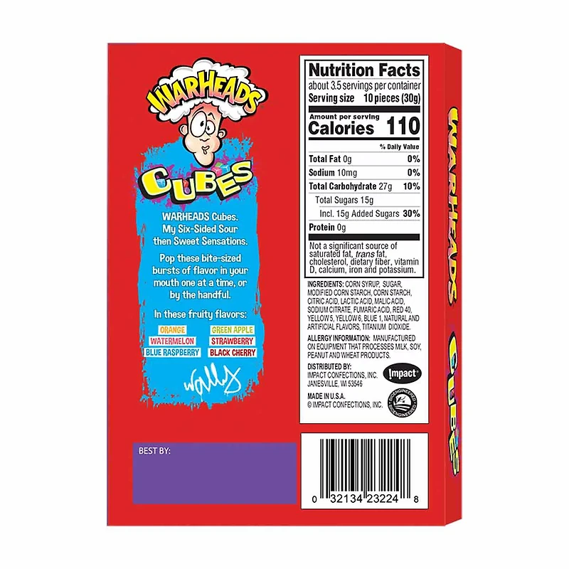 Warheads Chewy Candy Cubes, 4 oz