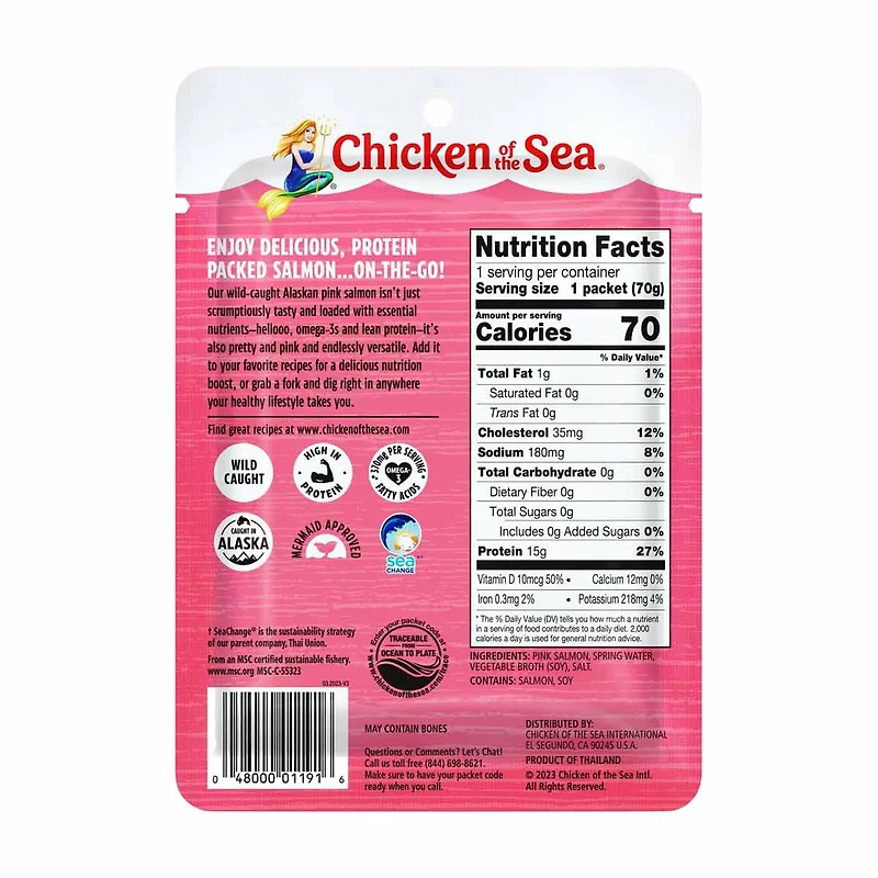 Chicken of the Sea Alaskan Pink Salmon in Spring Water, 2.5 oz