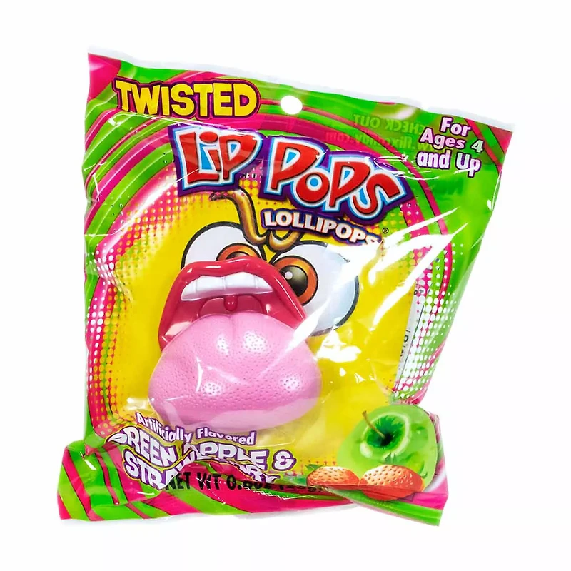Flix Candy Lip Pops Twisted Lollipops, Assorted