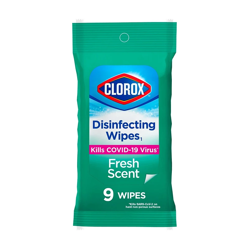 Clorox® Disinfecting Travel Wipes, Fresh Scent, 9 ct