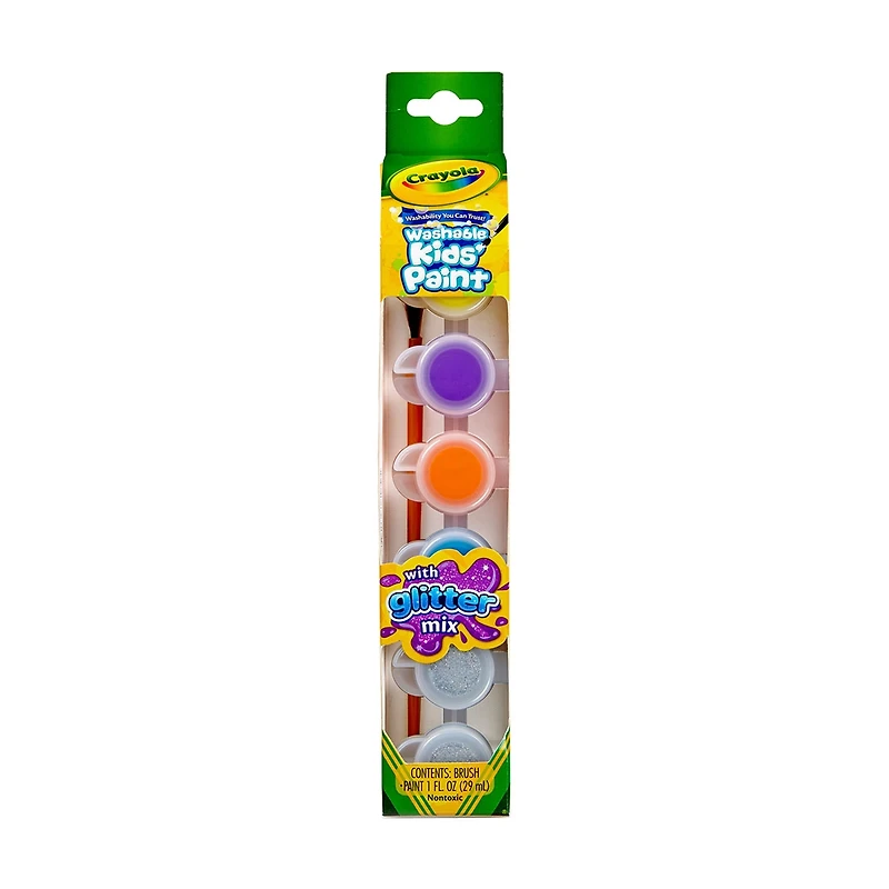 Crayola Washable Paint Pots, Glitter Paints, 6  Count