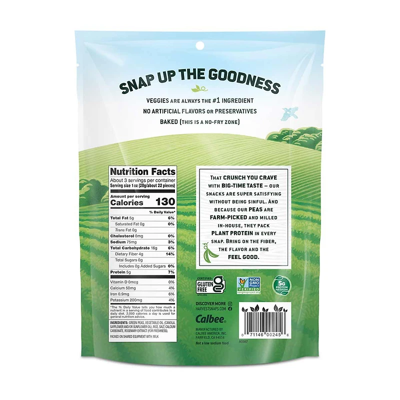 Harvest Snaps Lightly Salted Baked Green Pea Snacks, 3.3 oz
