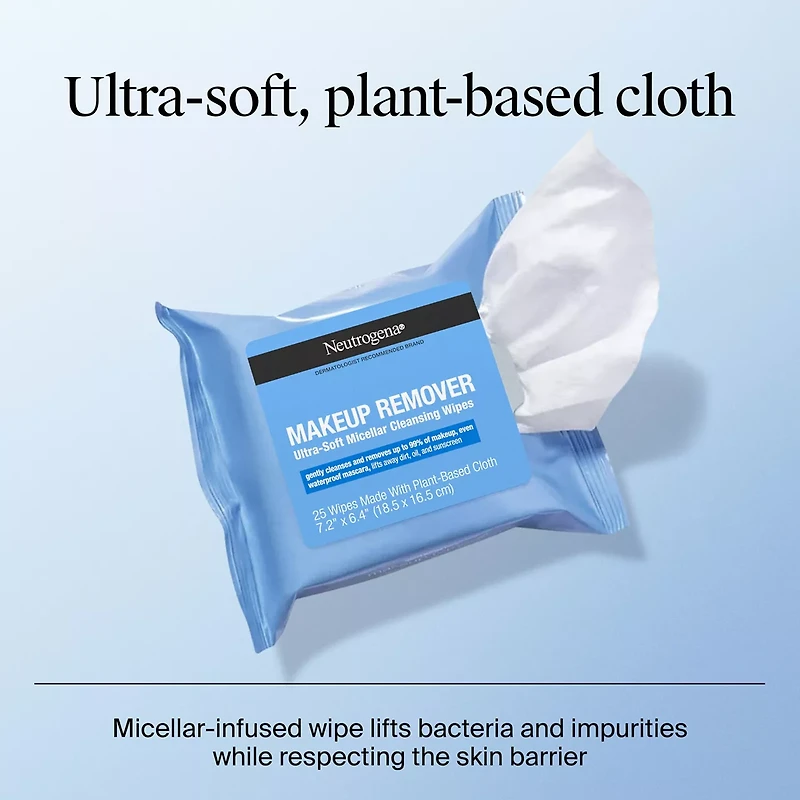 Neutrogena Makeup Remover Soft Micellar Cleansing Wipes, 25 Ct
