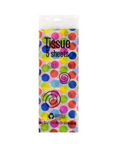 Party Tissue Paper Dots. 5 Sheets - 20 in x 20 in