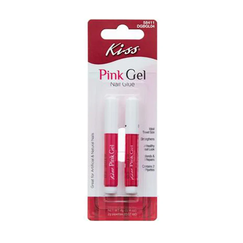 Kiss Pink Gel Nail Glue, 2 Count, 0.14 oz