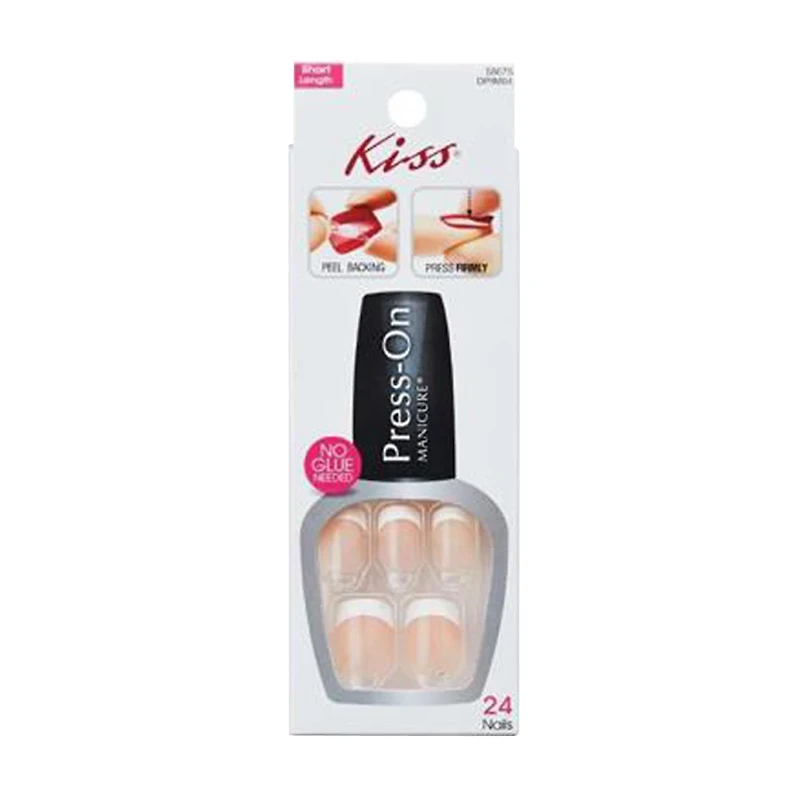Kiss Press-On Nail Set Short Length, French Manicure, 24 Count