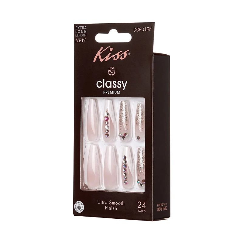 Kiss Press-On Nail Set Short Length, French Manicure, 24 Count