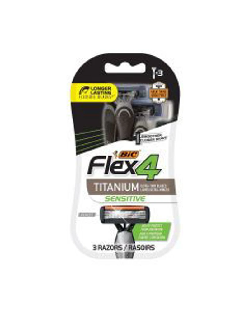 BIC Flex 4 Titanium Sensitive Men's Disposable Razors, For a Smooth, Ultra-Close and Comfortable Shave, 3-Count