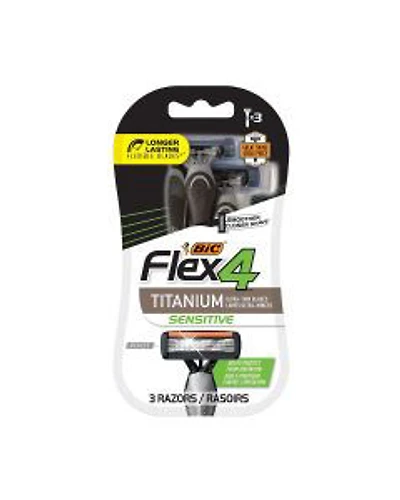 BIC Flex 4 Titanium Sensitive Men's Disposable Razors, For a Smooth, Ultra-Close and Comfortable Shave, 3-Count