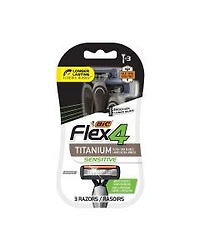 BIC Flex 4 Titanium Sensitive Men's Disposable Razors, For a Smooth, Ultra-Close and Comfortable Shave, 3-Count