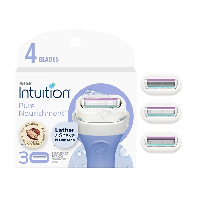 Schick Intuition Pure Nourishment Women's Razor Blade, 3 Refills
