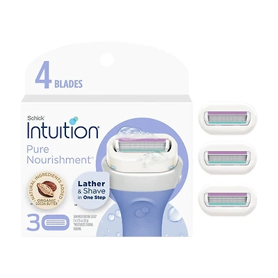 Schick Intuition Pure Nourishment Women's Razor Blade, 3 Refills