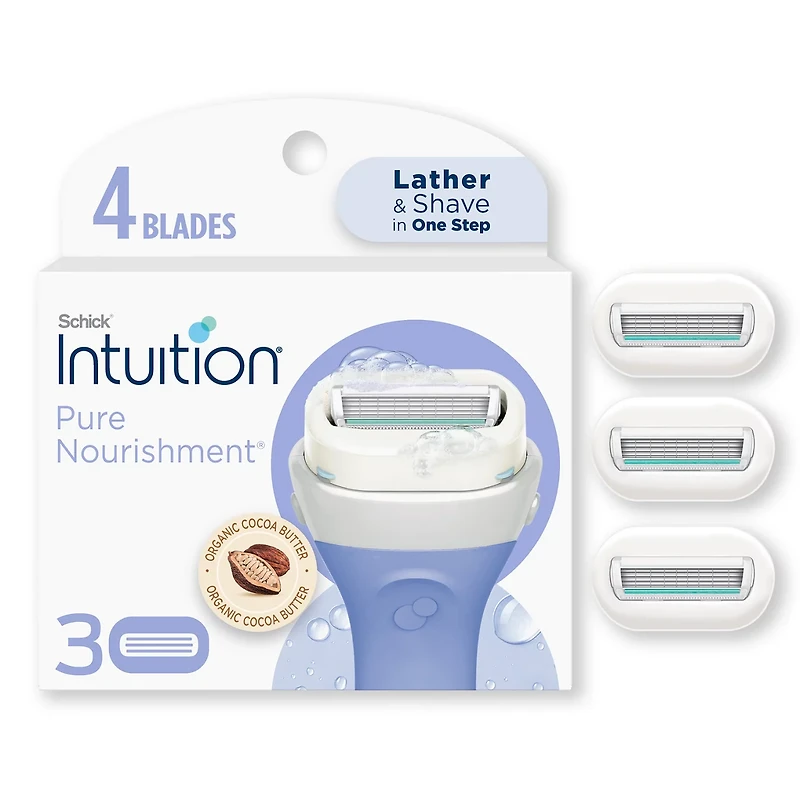 Schick Intuition Pure Nourishment Women's Razor Refill Blades, With Coconut Milk & Almond Oil, 3ct