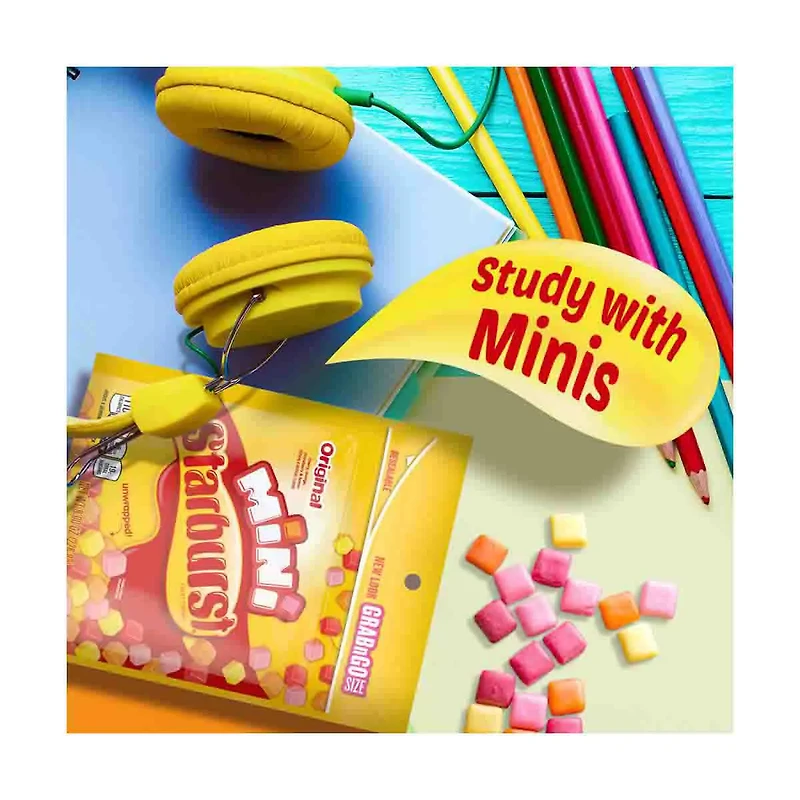 Starburst Original Minis Fruit Chews Candy Grab N Go Resealable Bag, 8 oz.