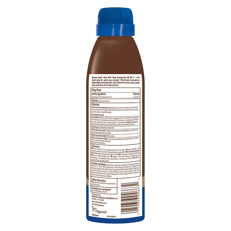 Banana Boat Deep Tanning Dry Oil Clear Spray Sunscreen, SPF 4, 6 oz