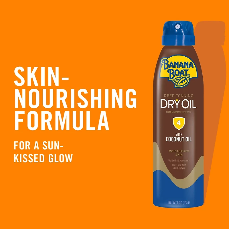 Banana Boat Deep Tanning Dry Oil Clear Spray Sunscreen, SPF 4, 6 oz