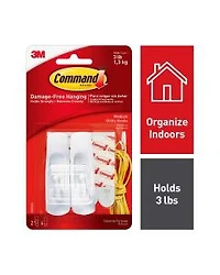Command Medium Hooks, White, 2 Hooks, 4 Strips/Pack