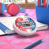 ICE BREAKERS Duo Fruit Plus Cool Strawberry Flavored Sugar Free Mints Puck, 1.3 oz