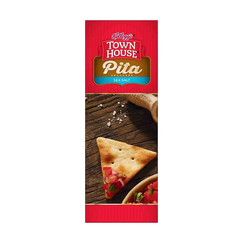 Kellogg's Town House Pita Crackers, Sea Salt, Ready to Dip Snacks, 9.5oz Box