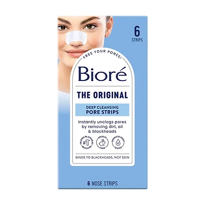 Bioré Original, Deep Cleansing Pore Strips, Nose Strips for Blackhead Removal, with Instant Pore Unclogging, 6 Count