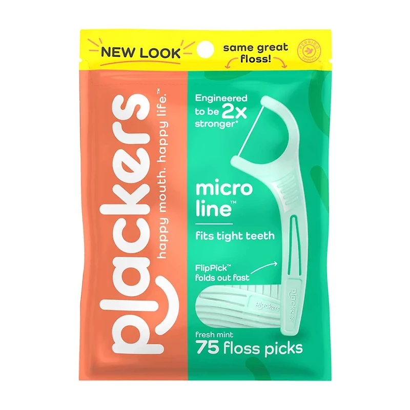 Plackers Micro Line Dental Floss Picks, Fold-Out FlipPick, Tuffloss, Fresh Mint