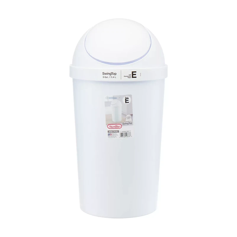 Sterilite Swing Top Wastebasket, 3 gal