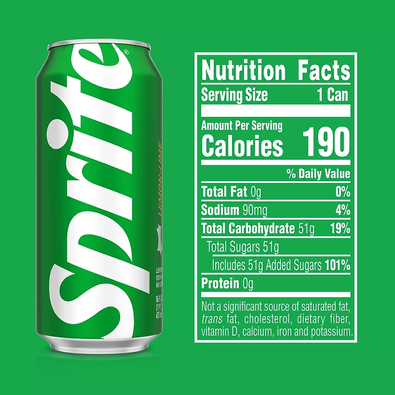 Sprite Lemon-Lime Caffeine Free Soda Soft Drink Can, 16 fl oz