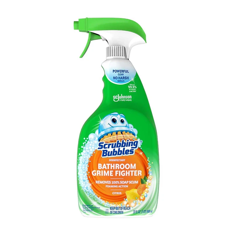 Scrubbing Bubbles Disinfectant Bathroom Grime Fighter Spray, Citrus, 32 fl oz