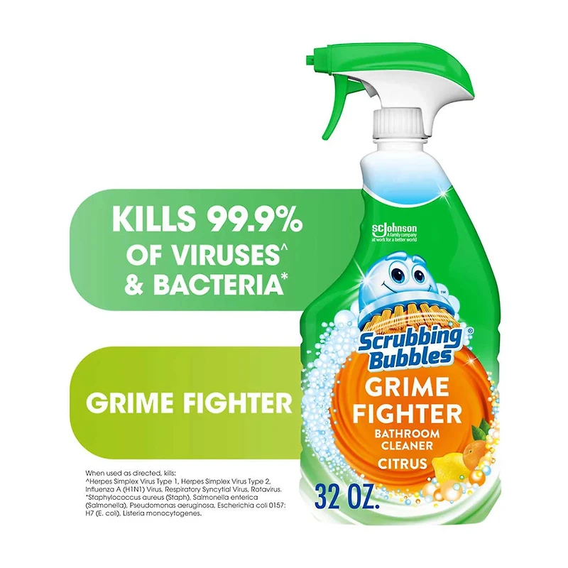 Scrubbing Bubbles Disinfectant Bathroom Grime Fighter Spray, Citrus, 32 fl oz