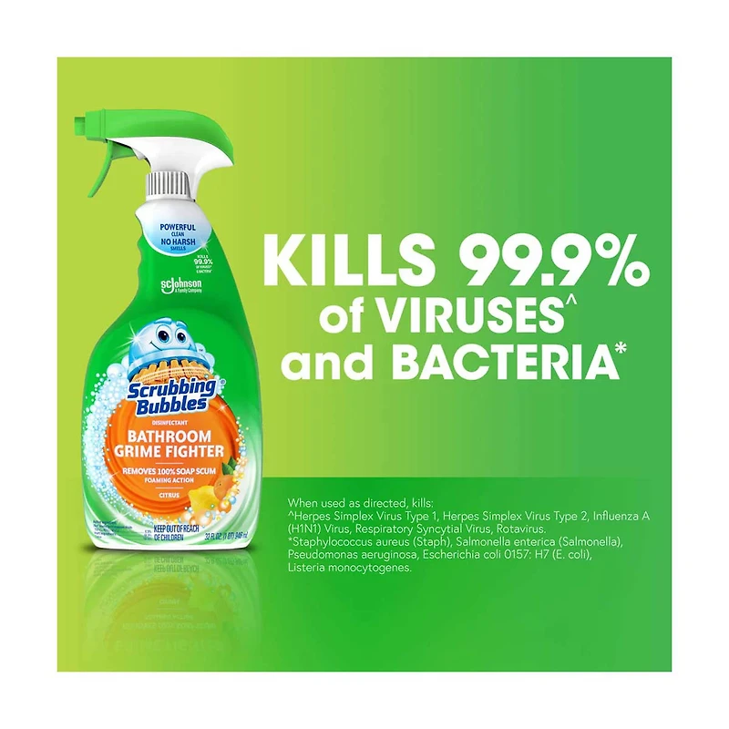 Scrubbing Bubbles Disinfectant Bathroom Grime Fighter Spray, Citrus, 32 fl oz