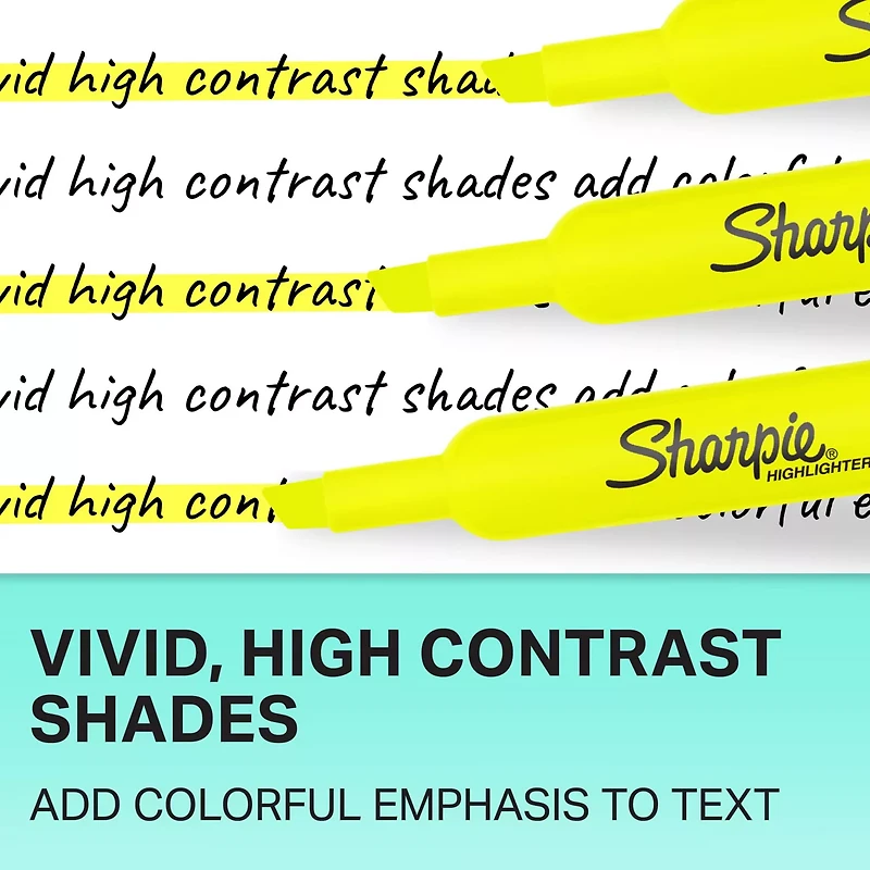 Sharpie Tank Style Highlighters, Chisel Tip, Fluorescent Yellow, 2 Count