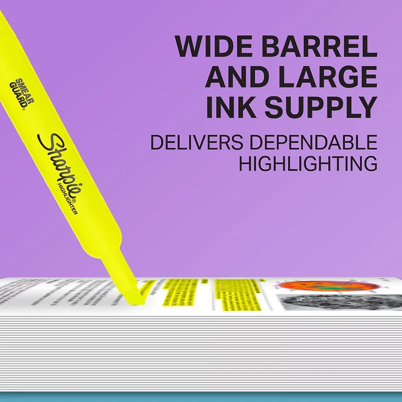 Sharpie Tank Style Highlighters, Chisel Tip, Fluorescent Yellow, 2 Count