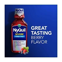 Vicks NyQuil SEVERE Cold & Flu Relief Liquid Medicine, Berry Flavored, 12 fl oz