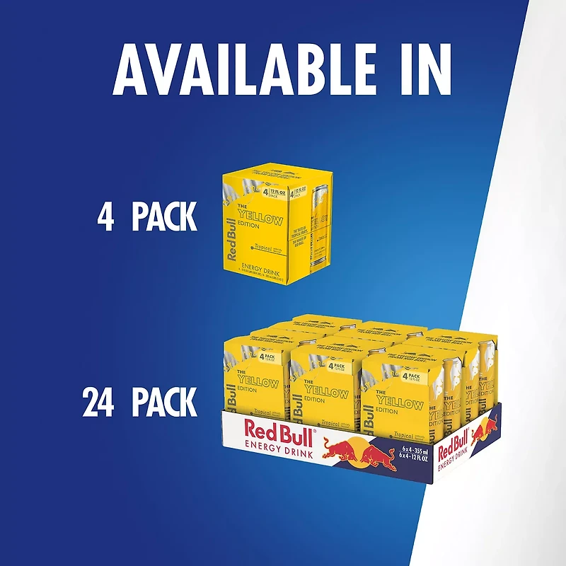 Red Bull Yellow Edition Energy Drink, Tropical, 114mg Caffeine, 12 fl. oz. Can