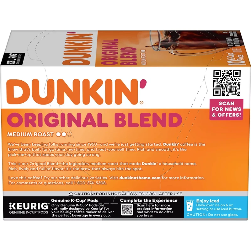 Dunkin’ Original Blend Medium Roast Coffee, Keurig K-Cup Pods, 10 Count Box