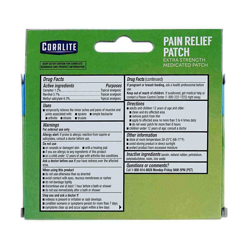 Coralite Pain Relief Patch, 20 ct