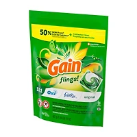 Gain Flings Laundry Detergent Pacs, 24 Count, Original Scent, 3 in 1 HE Detergent Pacs with Oxi Boost and Febreeze