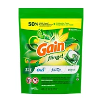 Gain Flings Laundry Detergent Pacs, 24 Count, Original Scent, 3 in 1 HE Detergent Pacs with Oxi Boost and Febreeze