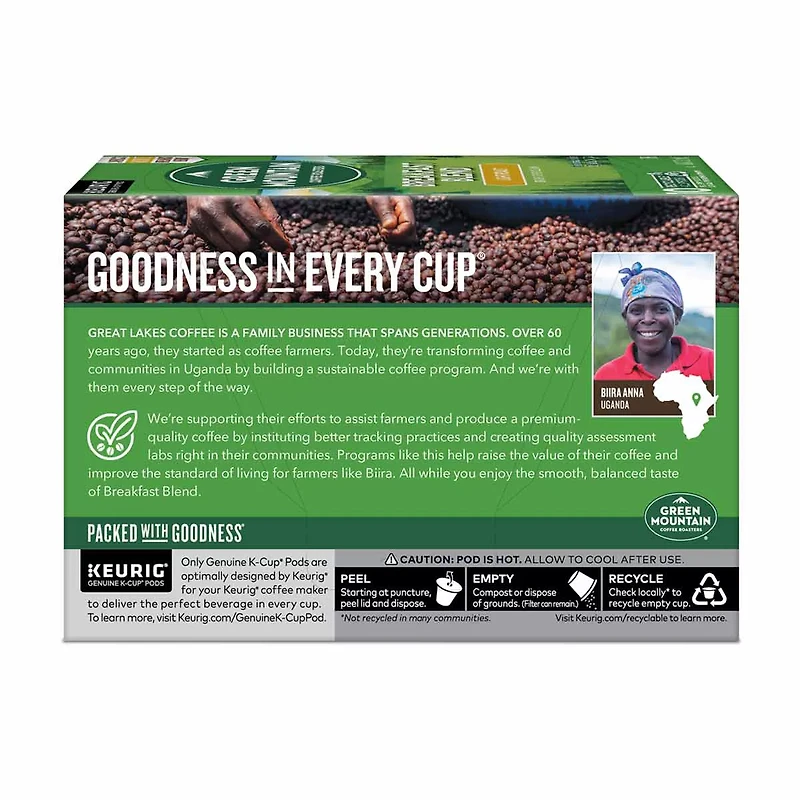Green Mountain Coffee Roasters Breakfast Blend K-Cup Pods, Light Roast, 10 ct