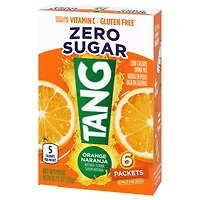 Tang Zero Sugar Orange Naturally Flavored Powdered Soft Drink Mix, 6 ct On-the-Go Packets