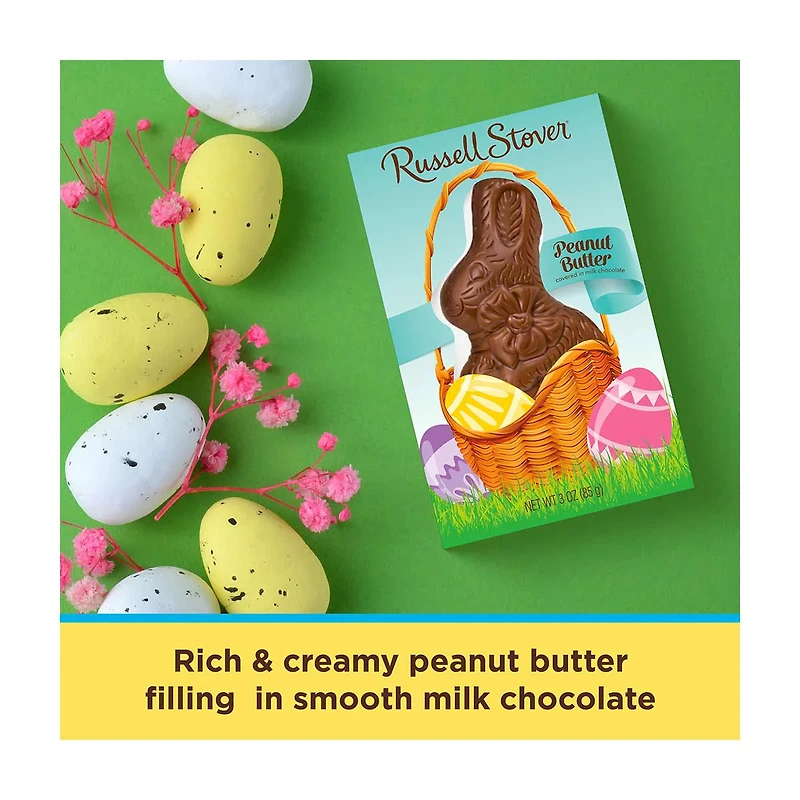 Russell Stover Easter Peanut Butter Milk Chocolate Easter Bunny, 3 oz